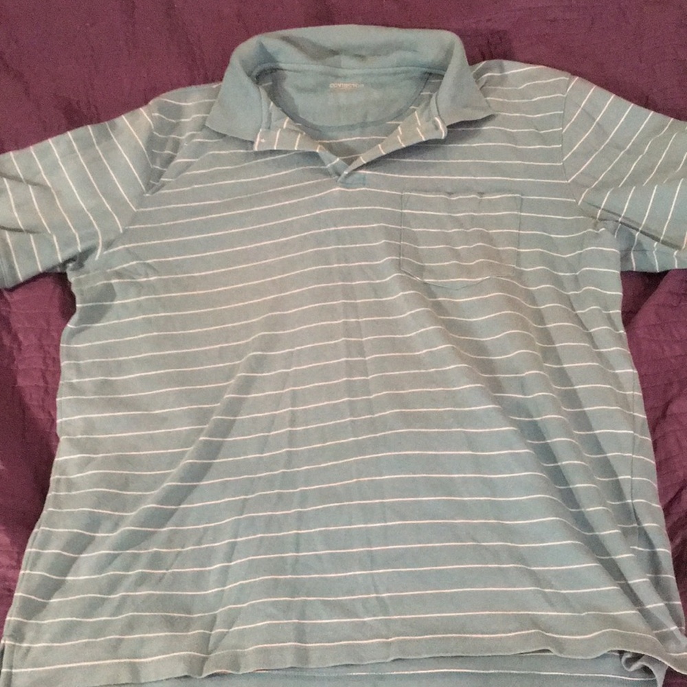 Covington Cotton Light Blue Polo with White Stripes Excellent Condition